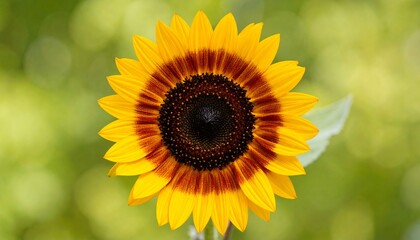 Fototapeta premium Sunflower Blooming in Natural Garden with Green Bokeh Background – Close Up