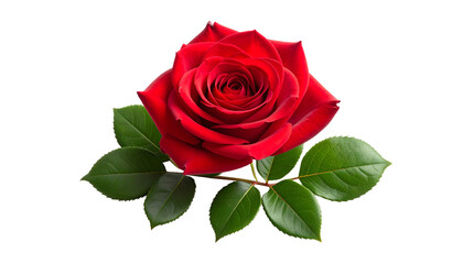 Fototapeta premium Single Red Rose Isolated on White Background