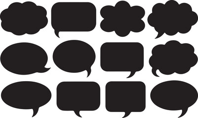 Collection of Black Speech Bubbles  Various Shapes for Design Projects