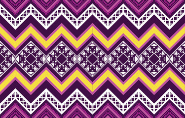 Geometric ethnic Native American tribal patterns, featuring Aztec and Navajo motifs, create a seamless decorative texture. Design for background ,curtain, carpet, clothing, wrapping, Batik.