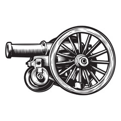 Silhouette of Vintage cannon vector illustration