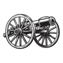 Silhouette of Vintage cannon vector illustration