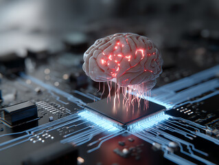 Artificial intelligence concept on circuit board.