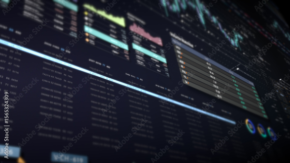 Aufkleber Dynamic data visuals for business info graphics, animated charts, and data-driven insights for a business meeting mock-up. Explore the world of trading, stock exchanges, and crypto