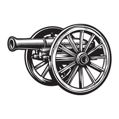 Silhouette of Vintage cannon vector illustration