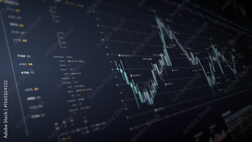 Aufkleber Dynamic data visuals for business info graphics, animated charts, and data-driven insights for a business meeting mock-up. Explore the world of trading, stock exchanges, and crypto