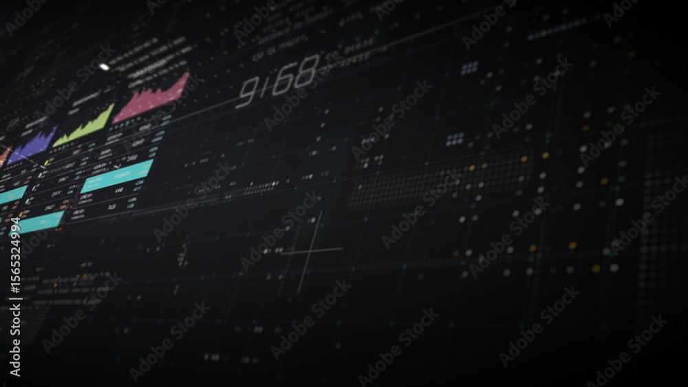 Aufkleber Dynamic data visuals for business info graphics, animated charts, and data-driven insights for a business meeting mock-up. Explore the world of trading, stock exchanges, and crypto