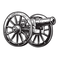 Silhouette of Vintage cannon vector illustration