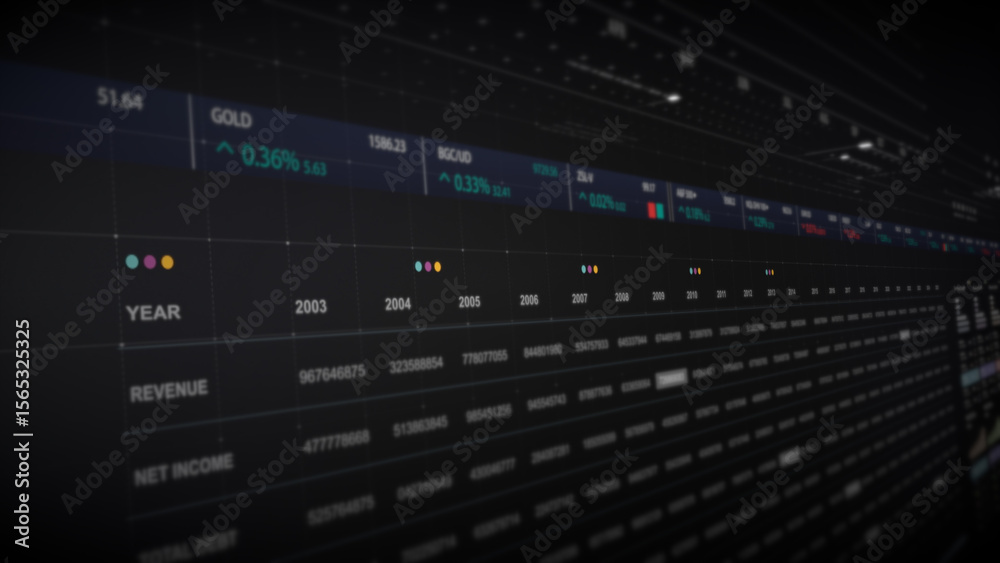 Aufkleber Dynamic data visuals for business info graphics, animated charts, and data-driven insights for a business meeting mock-up. Explore the world of trading, stock exchanges, and crypto