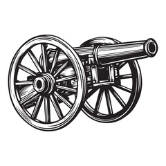 Silhouette of Vintage cannon vector illustration