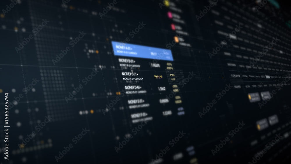 Aufkleber Dynamic data visuals for business info graphics, animated charts, and data-driven insights for a business meeting mock-up. Explore the world of trading, stock exchanges, and crypto