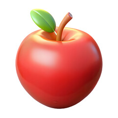 Obraz premium Photo of a single, shiny red apple with a green leaf, isolated on transparent background