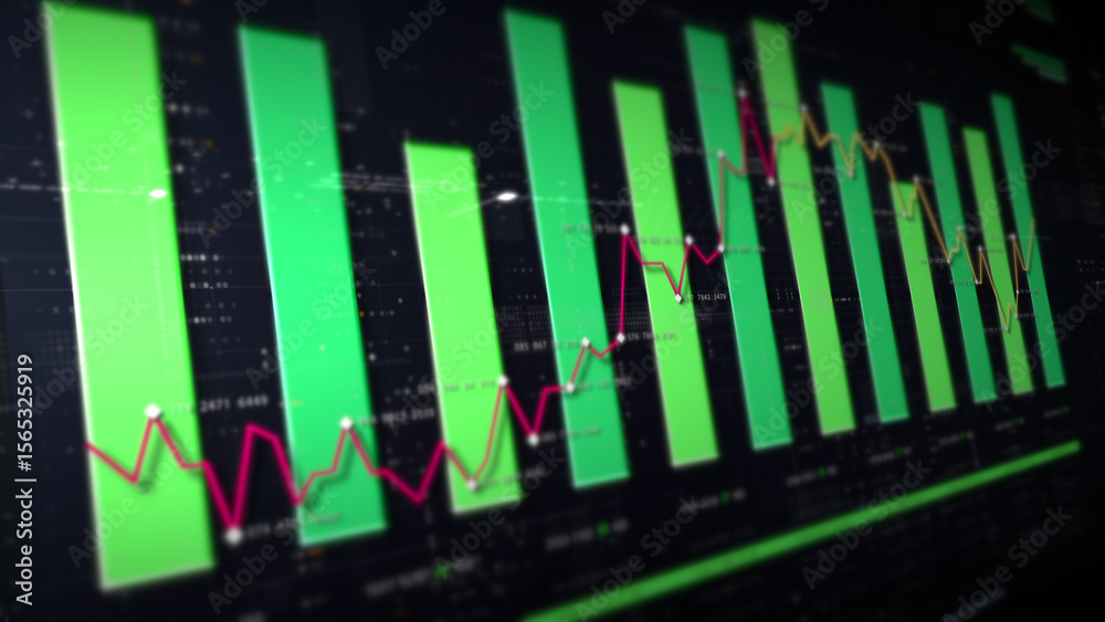 Aufkleber Dynamic data visuals for business info graphics, animated charts, and data-driven insights for a business meeting mock-up. Explore the world of trading, stock exchanges, and crypto
