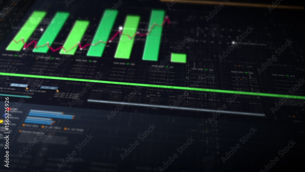 Aufkleber Dynamic data visuals for business info graphics, animated charts, and data-driven insights for a business meeting mock-up. Explore the world of trading, stock exchanges, and crypto