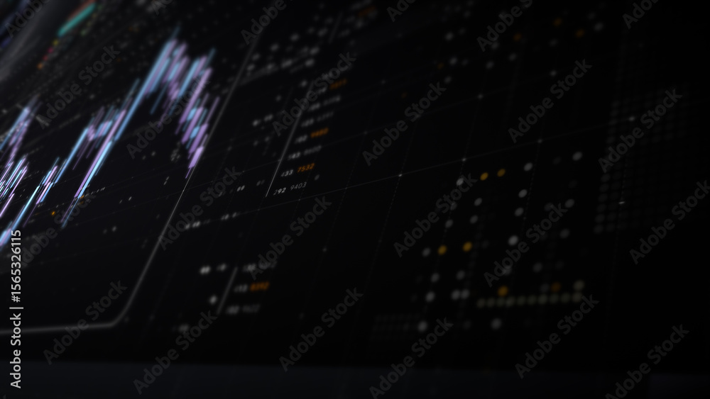 Aufkleber Dynamic data visuals for business info graphics, animated charts, and data-driven insights for a business meeting mock-up. Explore the world of trading, stock exchanges, and crypto