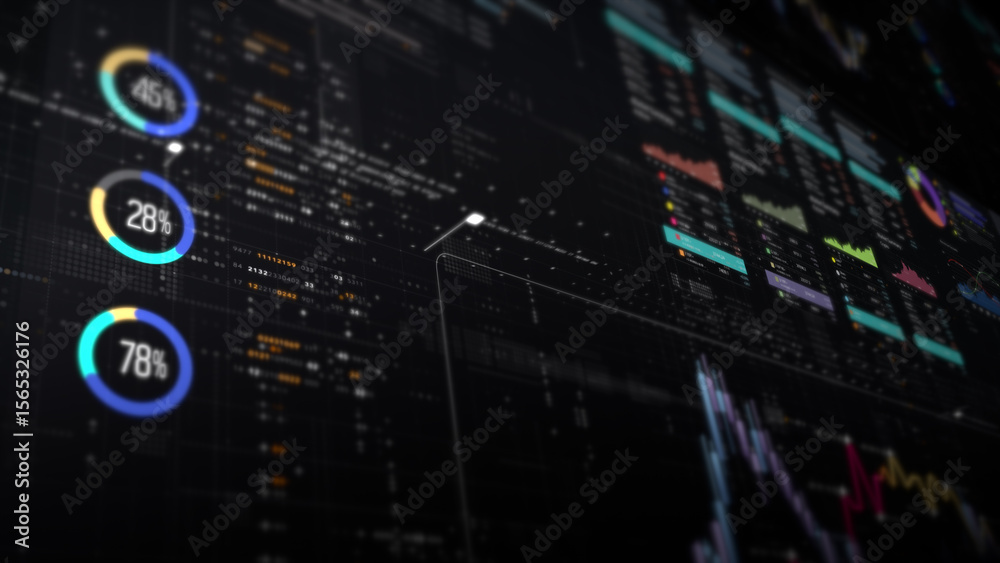 Aufkleber Dynamic data visuals for business info graphics, animated charts, and data-driven insights for a business meeting mock-up. Explore the world of trading, stock exchanges, and crypto