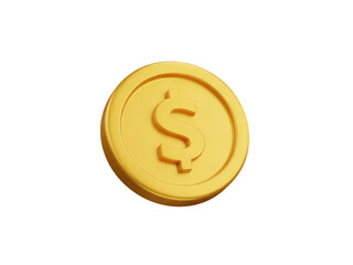 3D Gold Coin With Dollar Sign Illustration – Isolated on Transparent Background