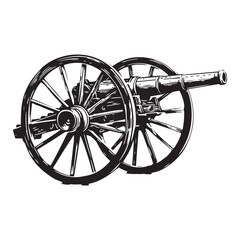 Silhouette of Vintage cannon vector illustration