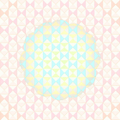 Pastel geometric backgrounds with soft scalloped center frames, vintage mosaic style. 