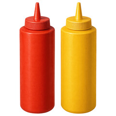 Classic Red Ketchup Yellow Mustard Bottles Side by Side Perfect for Fast Food Burger Joint Diner Menus