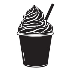 Silhouette of an ice cream vector logo illustration, Minimalist cup ice cream logo vector art illustration