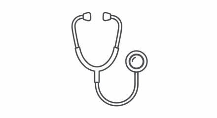 Outline drawing of a stethoscope with earpieces and chestpiece for medical examination tool use case