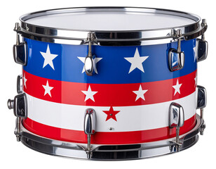 Front-Facing Patriotic Snare Drum with American Stars Design – Transparent PNG