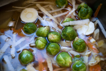 Vegetable peelings and waste after cooking - compostable waste