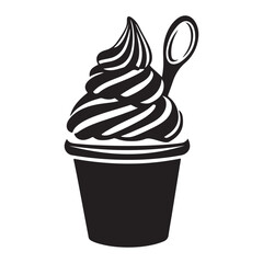 Silhouette of an ice cream vector logo illustration, Minimalist cup ice cream logo vector art illustration