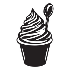 Silhouette of an ice cream vector logo illustration, Minimalist cup ice cream logo vector art illustration