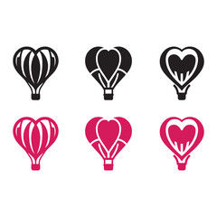 Heart shape air balloon logo vector on white background. Air balloon icon