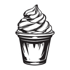Silhouette of an ice cream vector logo illustration, Minimalist cup ice cream logo vector art illustration
