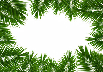 Lush green palm fronds forming a rectangular border, offering a fresh and exotic background.