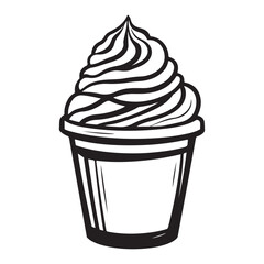 Silhouette of an ice cream vector logo illustration, Minimalist cup ice cream logo vector art illustration