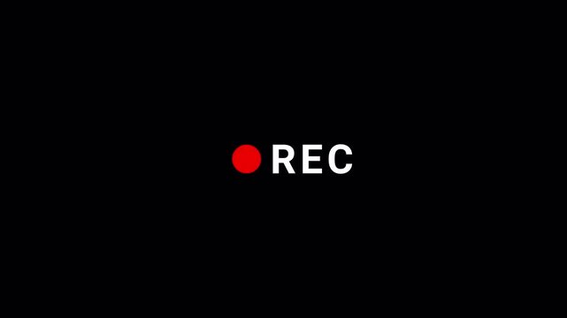 
 Recording button animation, 4K Camera Recording Button Animation, Red REC Symbol on Transparent Background.