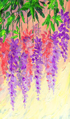 Oil painting. Bright Lupine Flowers