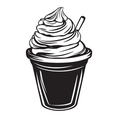 Silhouette of an ice cream vector logo illustration, Minimalist cup ice cream logo vector art illustration
