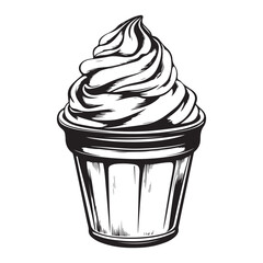 Silhouette of an ice cream vector logo illustration, Minimalist cup ice cream logo vector art illustration