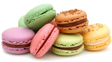 Obraz premium Pastel Macarons on White Background