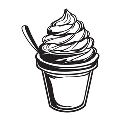 Silhouette of an ice cream vector logo illustration, Minimalist cup ice cream logo vector art illustration