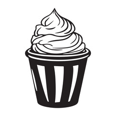 Silhouette of an ice cream vector logo illustration, Minimalist cup ice cream logo vector art illustration