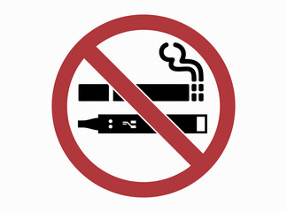 No Smoking and Vaping Allowed Signs. Cigarette and E-Cig Prohibition Symbols. Smoking Area Vector Illustration. no smoking, no vaping, smoking ban, vaping ban, warning, health, public place, tobacco.