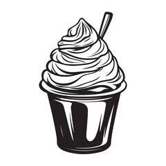 Silhouette of an ice cream vector logo illustration, Minimalist cup ice cream logo vector art illustration