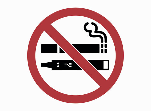 No Smoking and Vaping Allowed Signs. Cigarette and E-Cig Prohibition Symbols. Smoking Area Vector Illustration. no smoking, no vaping, smoking ban, vaping ban, warning, health, public place, tobacco.