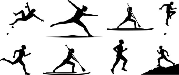silhouette of people doing sports 