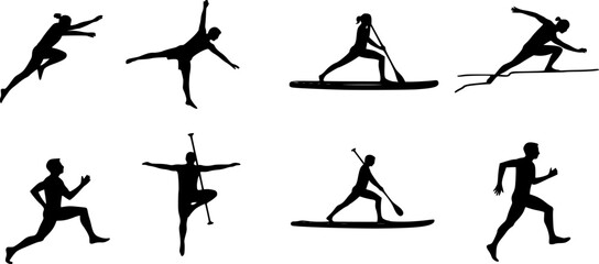 silhouette of people doing sports 