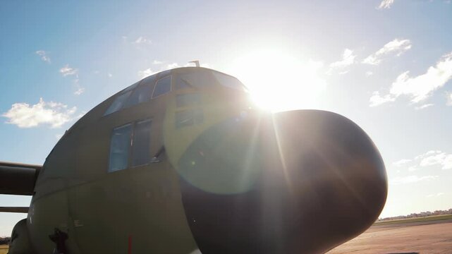 Silhouette of Transport Aircraft at Air Base - 4K