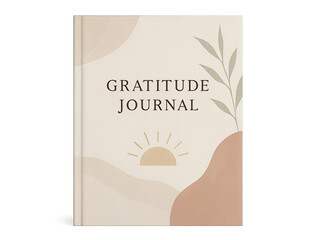 Minimalist gratitude journal cover design with abstract shapes isolated on transparent background