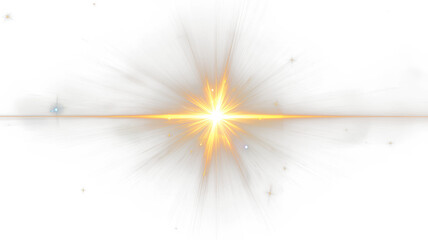 Bright Golden Light Burst with Lens Flare on Black Background

