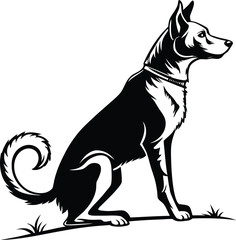 Obraz premium Black and white dog and wolf illustration in vector art style